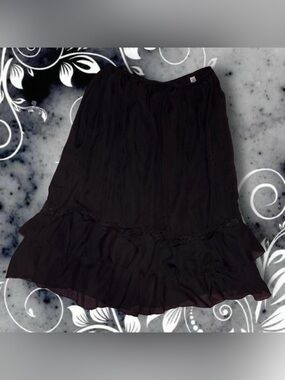 vtg y2k ruffle layered midi skirt with lace details - cato, sz 14